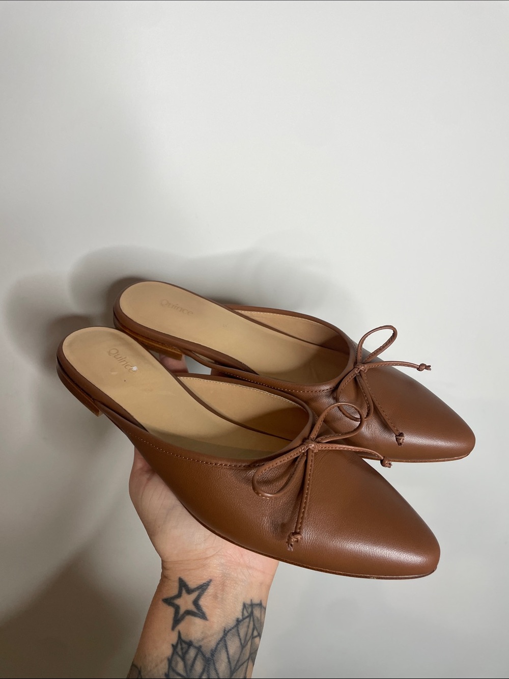 Quince | Women’s Brown Italian Leather Pointed Mules Size 8 - Picture 2 of 6